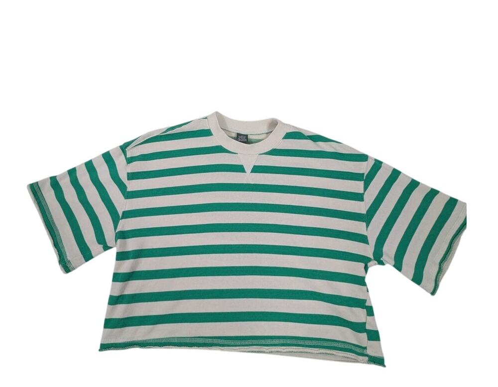 Women's Wild Fable Crop Light Sweatshirt Material Green and White Size S